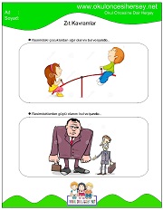 Resimli Zıt Kavram Çalışma Sayfaları